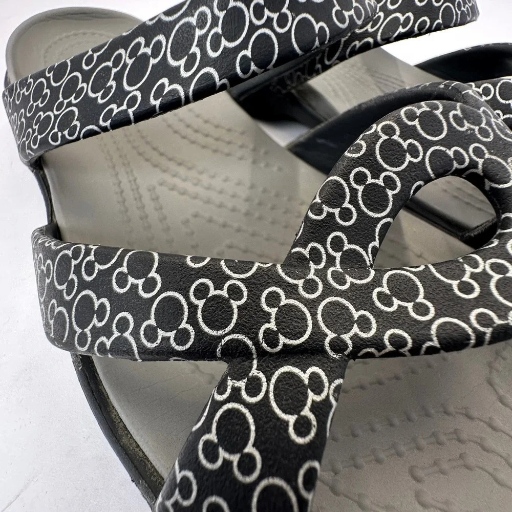 Crocs Meleen Twist Disney Mickey Mouse Black Grey Slide Sandals Womens 8